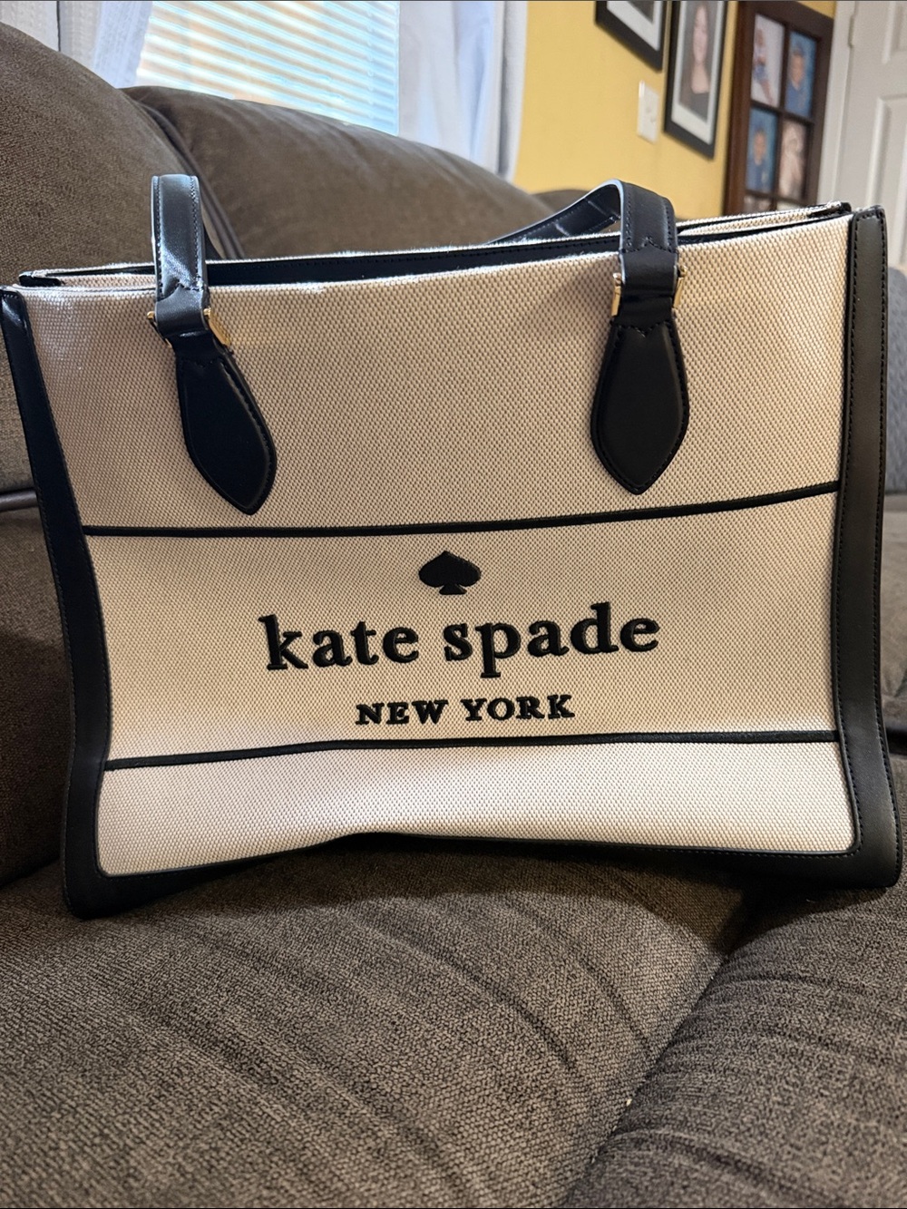 kate spade Black and Cream Ellie Canvas Tote